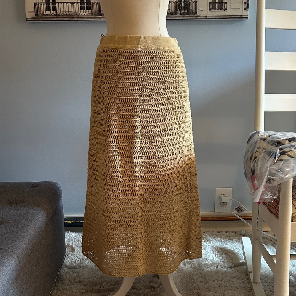 Women’s Crochet Maxi Skirt in Mustard Yellow